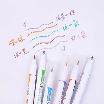 Стереоскопическая двухстрочная ручка Ins Ручной Гроссбух Двухцветная флуоресцентная ручка Diy Student Mark Key Mark Цветная ручка