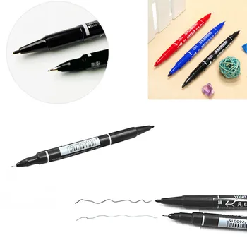 Перманентный маркер с двойной головкой, крючок, тонкая/толстая ручка, инструмент для чернил, водонепроницаемый