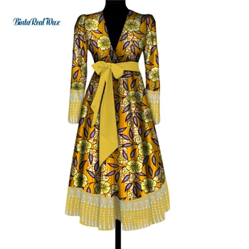 Модное Платье-пальто Bazin Riche с кисточками и Поясом, Платья с Принтом в Африканском стиле для Женщин, Vestidos, Африканская Одежда в Анкаре, WY3370