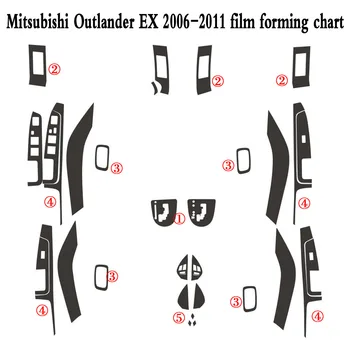 Для Mitsubishi Outlander 2006-2011 Внутренняя Центральная панель управления Дверной Ручкой Наклейка Из углеродного волокна, Наклейки для стайлинга автомобилей, Аксессуары