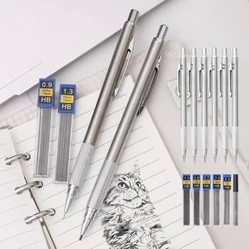 Металлический Механический карандаш с грифелями HB Art Drawing Painting Set 0,3 0,5 0,9 1,3 2,0 мм Автоматический карандаш Офисный Школьный Стационарный