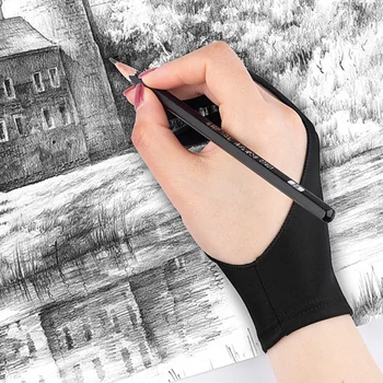 Черные перчатки для рисования двумя пальцами, картина маслом, противообрастающие подставки для пальцев, материал для рисования карандашом, перчатки для инструментов, сенсорные перчатки для планшета