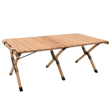 Складной стол для рулета яиц Открытый Кемпинг из массива дерева Портативный стол для барбекю и пикника