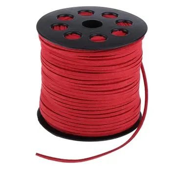98 ярдов 2,7 мм шнур из искусственной замши, кружевная нить с бисером, красная