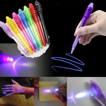 Невидимая флуоресцентная ручка со светодиодной подсветкой фиолетового цвета; Электронный детектор банкнот; Креативная Ультрафиолетовая Волшебная чернильная лампа; ручка-маркер