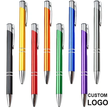 500 шт., идеи подарков с индивидуальным логотипом, металлические ручки с лазерной гравировкой, настроенные с вашим логотипом, веб-ссылкой и контактами