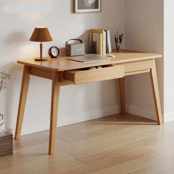 AOLIVIYA, Письменный стол из массива дерева с двойным выдвижным ящиком, Домашний Настольный Компьютерный Стол, Простая Современная спальня, Маленький столик, Стол для учебы студента