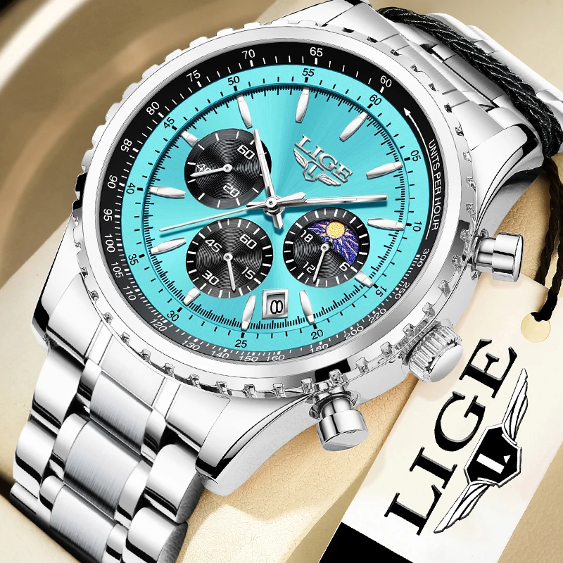 2023 Новые мужские часы LIGE, лучший бренд, Спортивные часы из нержавеющей Стали, Водонепроницаемые кварцевые часы, Мужские военные наручные часы Relogio Masculino . ' - ' . 0