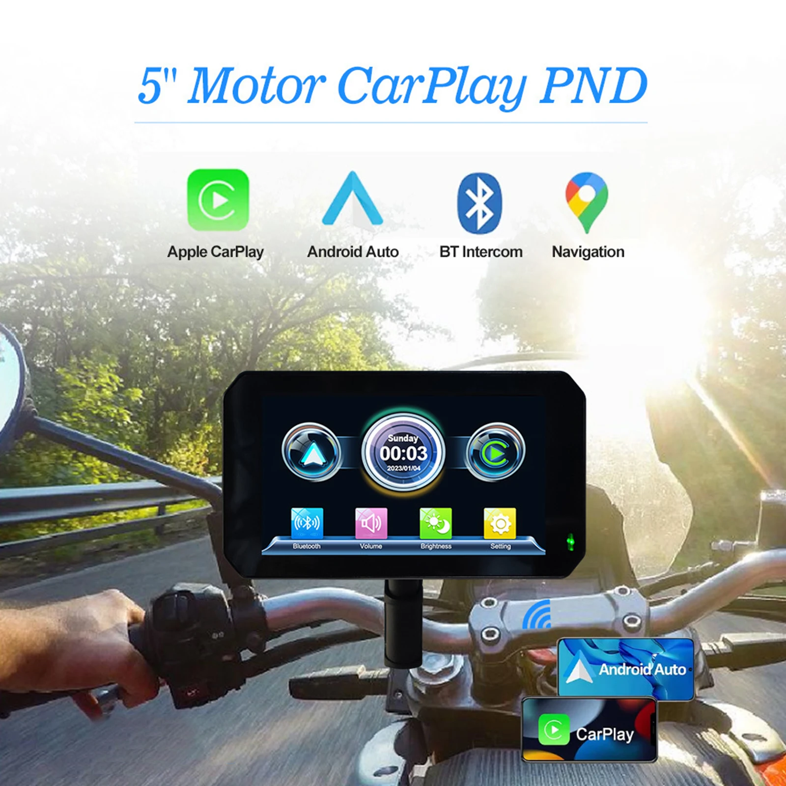5-Дюймовый Мотоцикл Apple Carplay Android Автоэлектроника и навигация Bluetooth Проводной/беспроводной Портативный Автомобильный GPS-экран . ' - ' . 0
