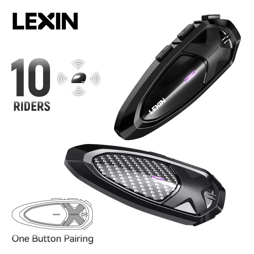 Lexin LX-GTX Домофон Moto Bluetooth Одной кнопкой сопряжения гарнитур для мотоциклетных шлемов, одновременного разговора и прослушивания музыки 2 шт. . ' - ' . 0