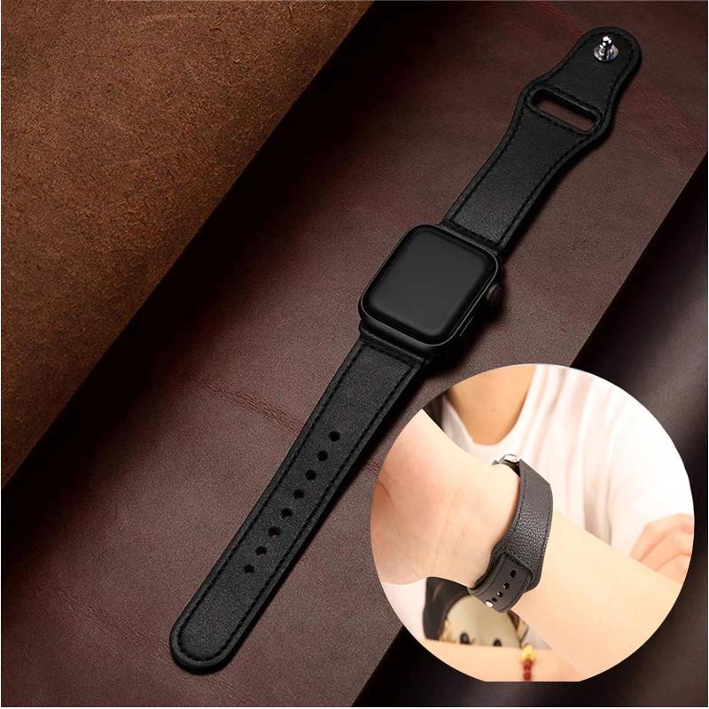 Кожаный ремешок для Apple Watch band 45 мм 41 мм 44 мм 40 мм 42 мм 38 мм Iwatch series 7 6 5 4 3 2 SE браслет на запястье correa Аксессуары . ' - ' . 0