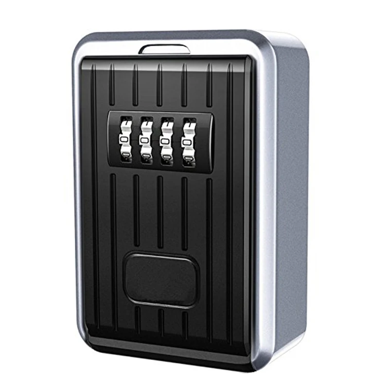 Коробка с 4-значной Комбинацией Замков Водонепроницаемая Коробка Из алюминиевого Сплава, Устойчивая к атмосферным воздействиям, Ключница для ключей Со сбрасываемым кодом, Настенный шкаф для хранения ключей . ' - ' . 0