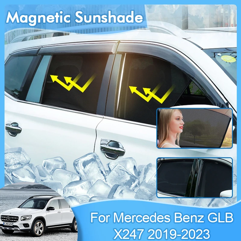 Магнитный Солнцезащитный Козырек Для Mercedes Benz GLB X247 2019 2020 2021 2022 2023 Переднее Заднее Лобовое Стекло Сетка Занавеска Солнцезащитный Козырек Окно . ' - ' . 0