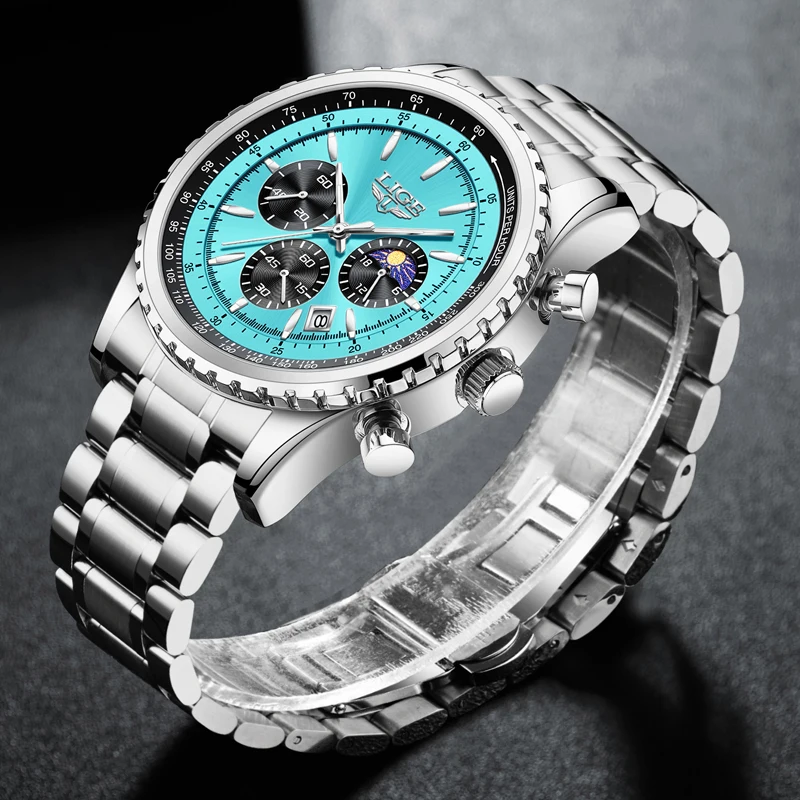 2023 Новые мужские часы LIGE, лучший бренд, Спортивные часы из нержавеющей Стали, Водонепроницаемые кварцевые часы, Мужские военные наручные часы Relogio Masculino . ' - ' . 1
