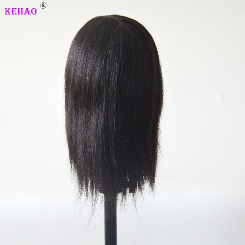 Женская голова-манекен из 100% человеческих волос Remy Черного цвета Для занятий парикмахерским искусством, кукольная голова для укладки волос . ' - ' . 1
