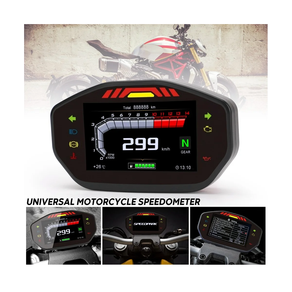 Универсальный Мотоциклетный ЖК TFT цифровой Спидометр 14000 об/мин 6 передач с подсветкой Мотоциклетный Одометр для 1 2 4 цилиндров . ' - ' . 1