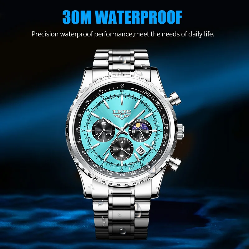 2023 Новые мужские часы LIGE, лучший бренд, Спортивные часы из нержавеющей Стали, Водонепроницаемые кварцевые часы, Мужские военные наручные часы Relogio Masculino . ' - ' . 2