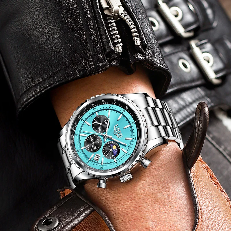 2023 Новые мужские часы LIGE, лучший бренд, Спортивные часы из нержавеющей Стали, Водонепроницаемые кварцевые часы, Мужские военные наручные часы Relogio Masculino . ' - ' . 3