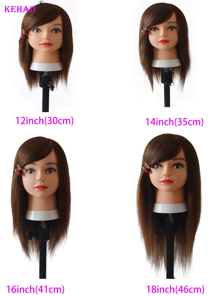 Женская голова-манекен из 100% человеческих волос Remy Черного цвета Для занятий парикмахерским искусством, кукольная голова для укладки волос . ' - ' . 3