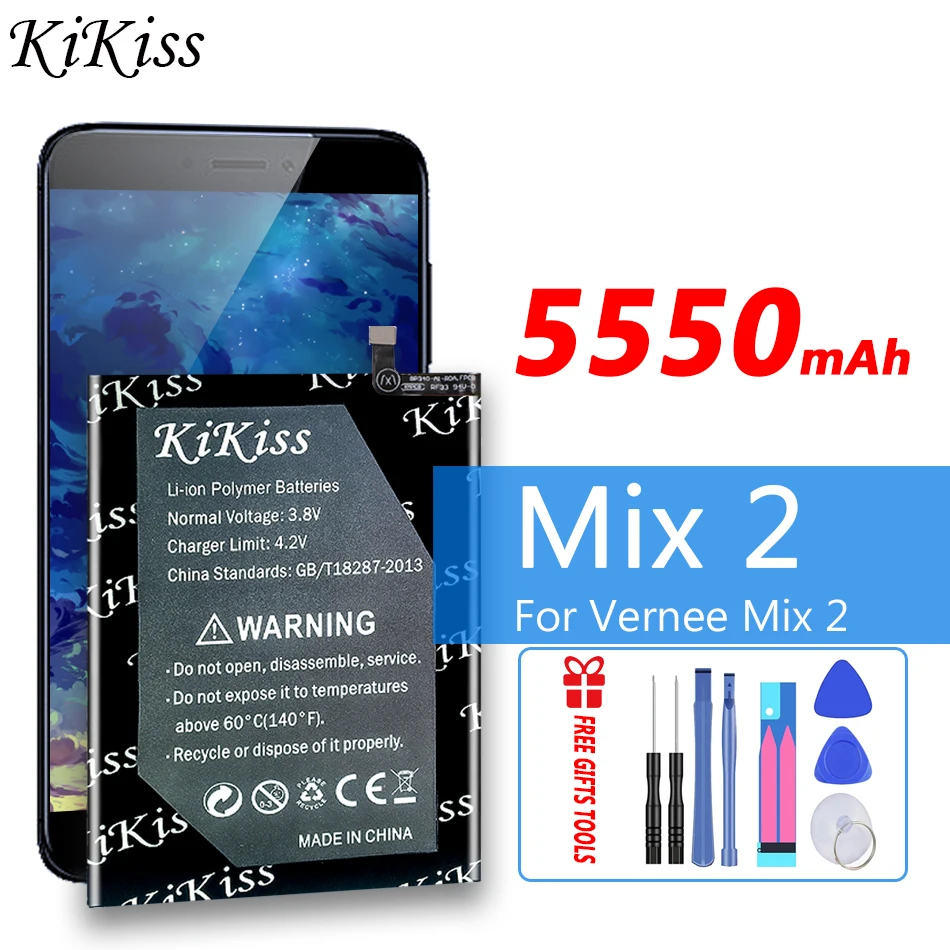 KiKiss 5550 мАч Аккумулятор для Vernee Mix2 Аккумулятор Высокого Качества Литий-ионный Аккумулятор Замена для смартфона Vernee Mix 2 . ' - ' . 4