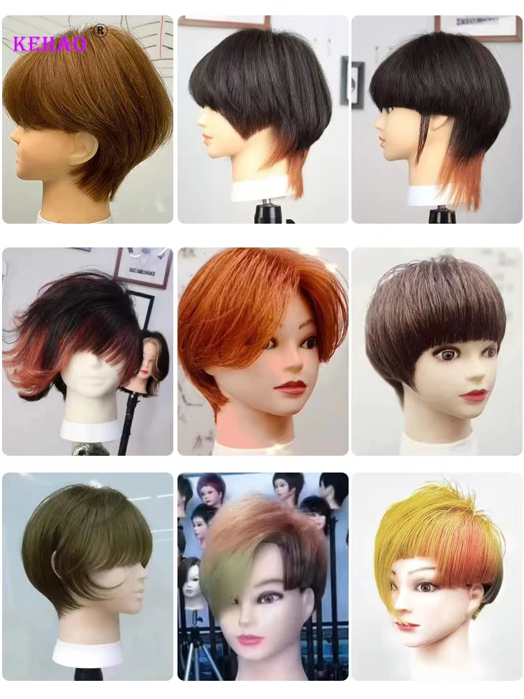 Женская голова-манекен из 100% человеческих волос Remy Черного цвета Для занятий парикмахерским искусством, кукольная голова для укладки волос . ' - ' . 4