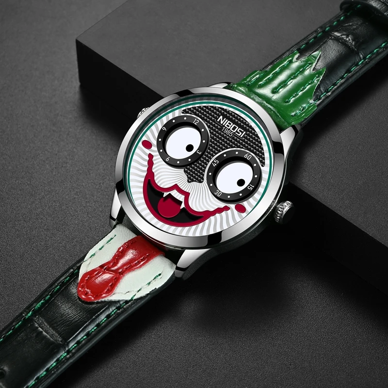 Новое поступление, Роскошные часы с Джокером, Мужские, Лидирующий бренд, Креативная модная личность, Клоун, Кварцевые Кожаные водонепроницаемые спортивные часы, Мужские . ' - ' . 4