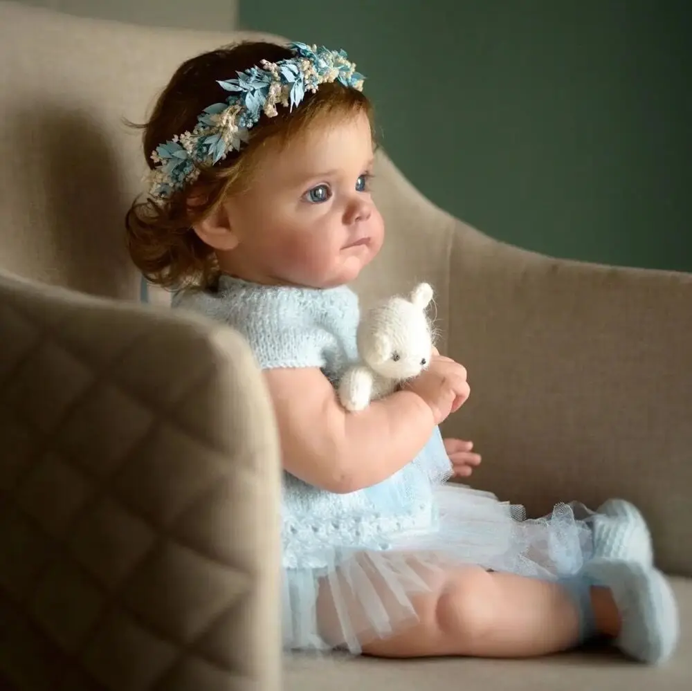 Новая 55-сантиметровая Силиконовая Возрожденная девочка-принцесса Сью-Сью, Ручная роспись, Укоренившиеся каштановые Волосы, Водонепроницаемая игрушка Bebe . ' - ' . 5