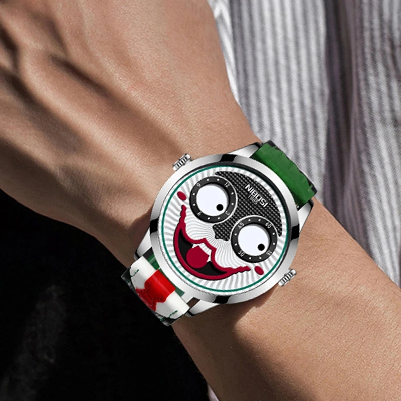 Новое поступление, Роскошные часы с Джокером, Мужские, Лидирующий бренд, Креативная модная личность, Клоун, Кварцевые Кожаные водонепроницаемые спортивные часы, Мужские . ' - ' . 5